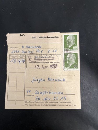Ddr paketkarte mif ulbricht - paketkarte,