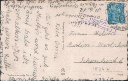 Ddr mit poststellenstempel - ak,