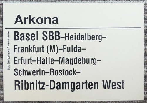 Zuglaufschild arkona - zuglaufschild, /